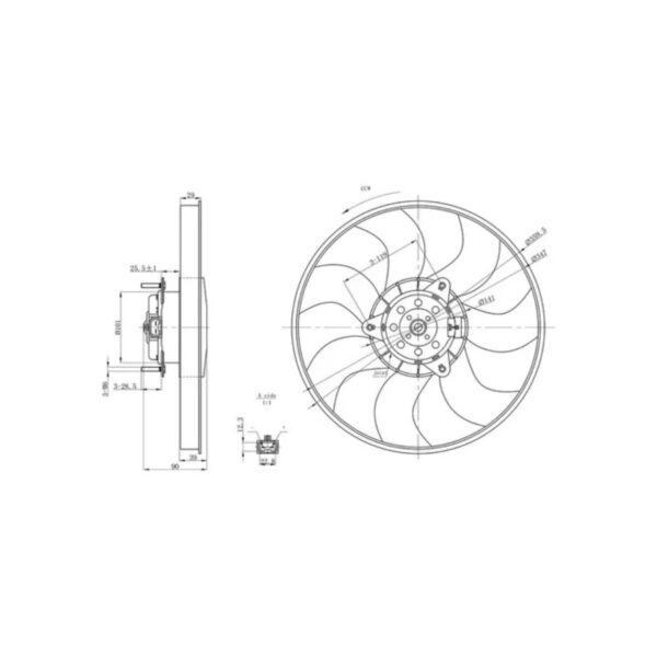 Eletroventilador Chevrolet Auto Star Meriva, Expression, Flex, Power, Joy, Maxx/ Fiat Stilo Atractive, Dualogic, Flex 1.4 1.8 8v 2006 Á 2012 Cód:AVLD02008 - Image 2