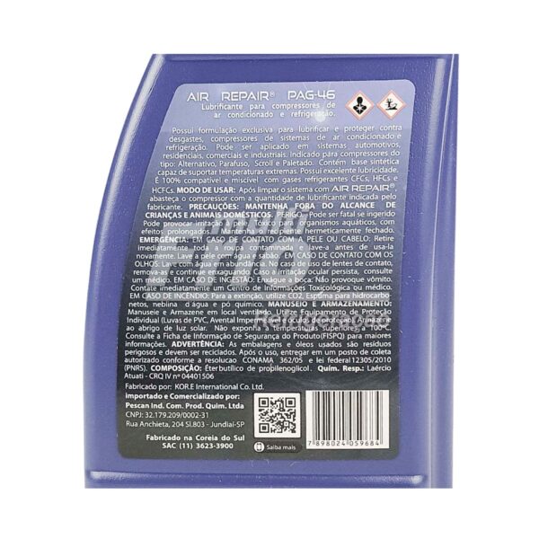 Óleo Air Repair Auto ISO VG 46 (1 Litro) - Lubrificante Para Compressores de Ar Condicionado e Refrigeração Pescan - Image 3