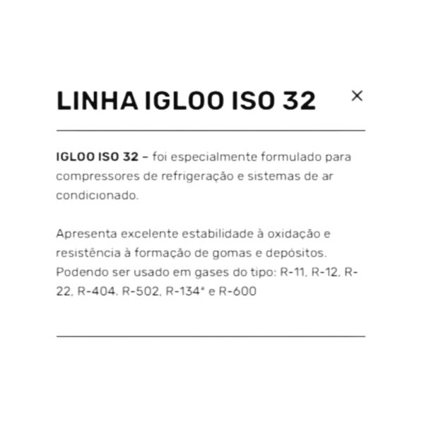 Óleo Lubrificante Sintético Igloo ISO 32 1 Litro - Image 2