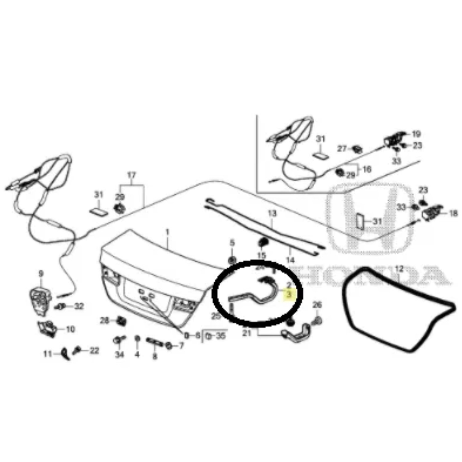 Dobradiça Esquerdo Porta Malas Honda CIVIC 2012/16 Original - cód. 68660TR0G00ZZ - Imagem 5